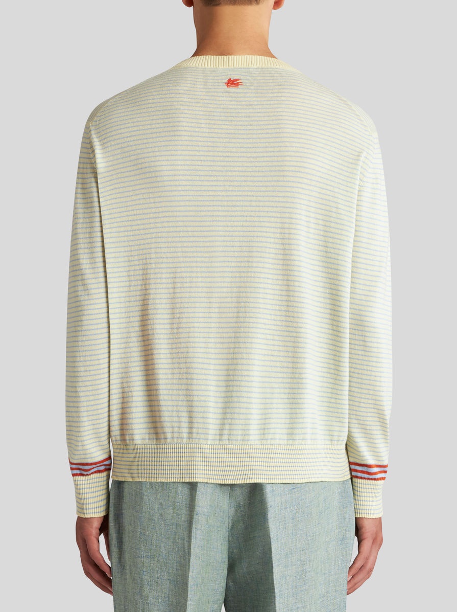 STRIPED COTTON AND CASHMERE SWEATER - 4