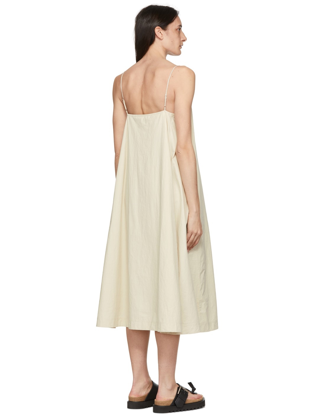 Beige Cotton Midi Dress - 3