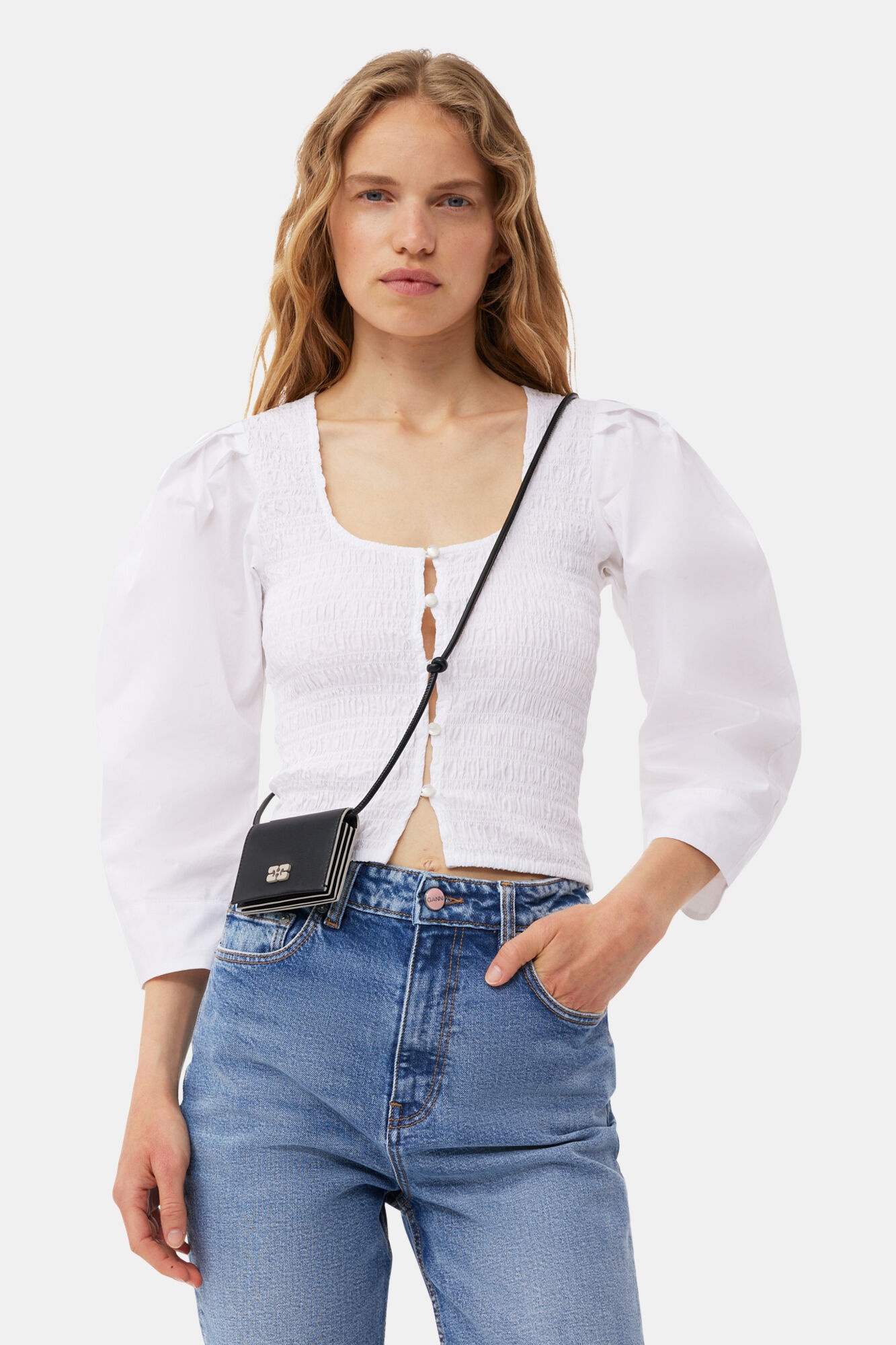 BLACK GANNI BOU WALLET ON STRAP - 3