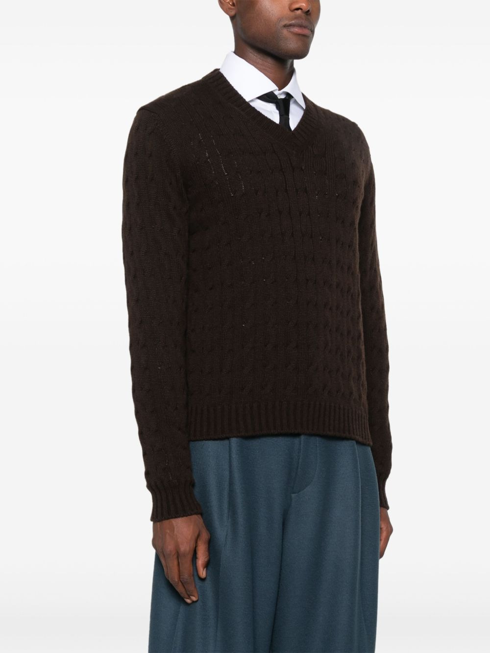 cashmere V-neck sweater - 3