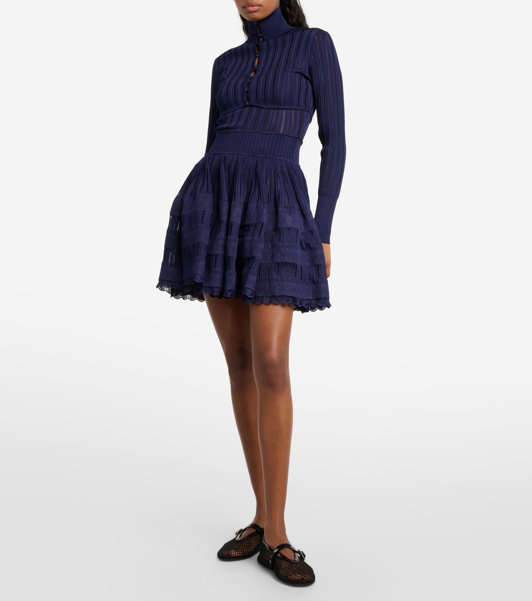 Ribbed-knit minidress - 6