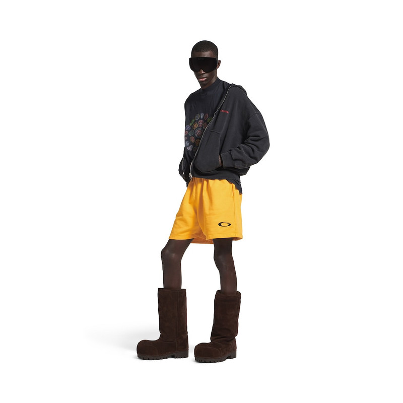 BALENCIAGA Men's Basketball Sweat Shorts in Deep Purple/yellow outlook