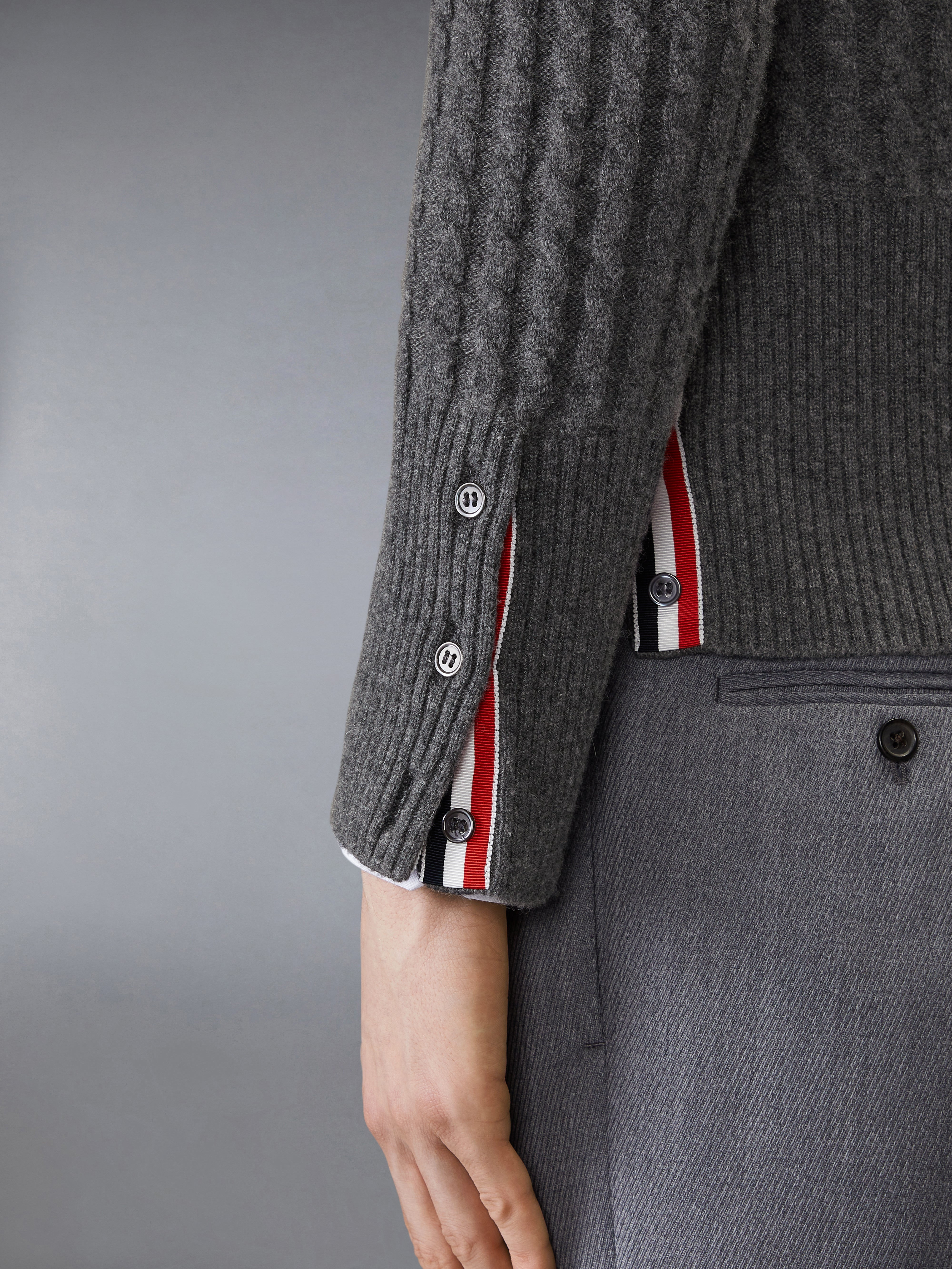 CASHMERE 4-BAR V NECK CARDIGAN - 4