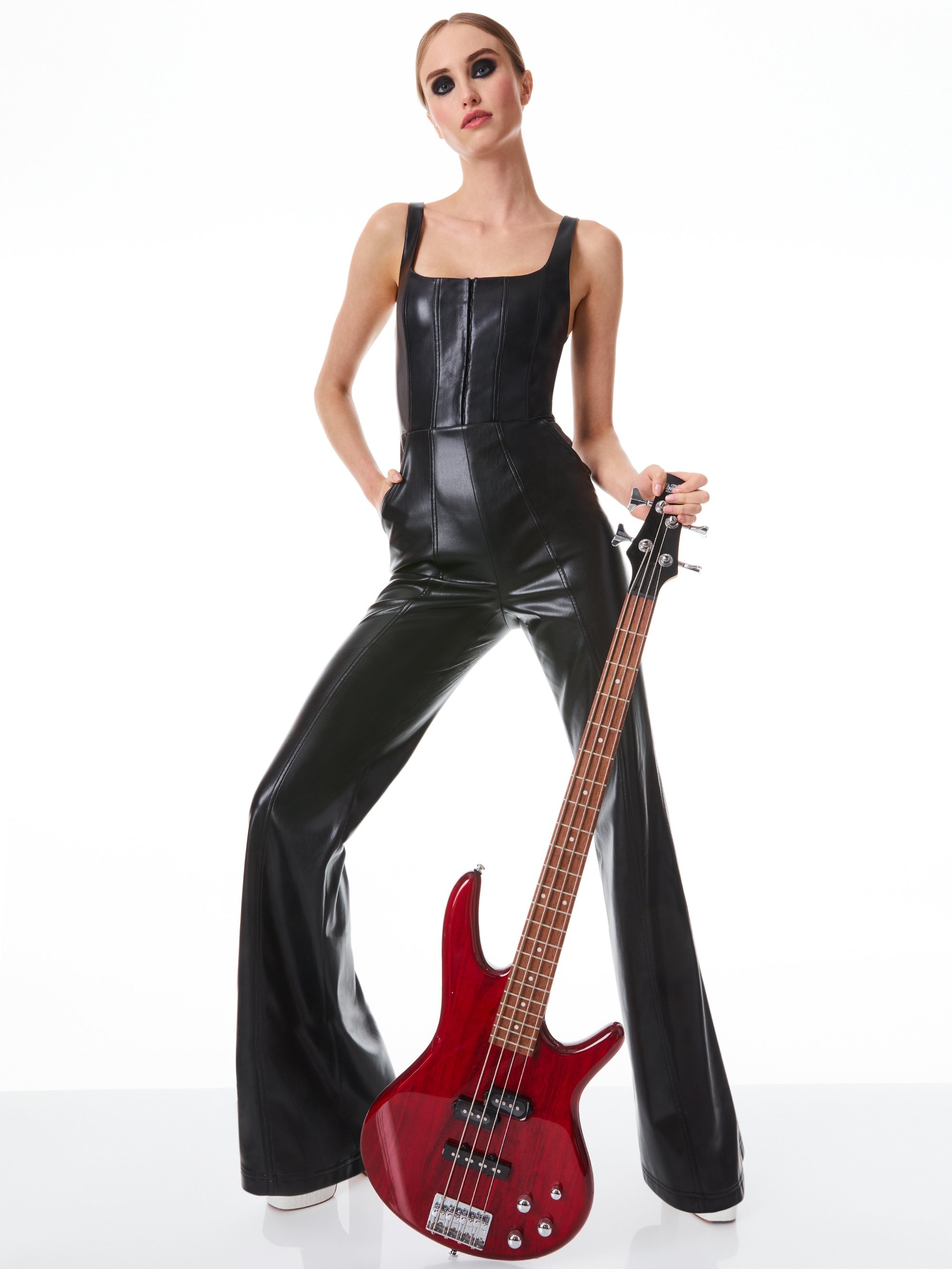CHELS VEGAN LEATHER CORSET SLEEVELESS JUMPSUIT - 6