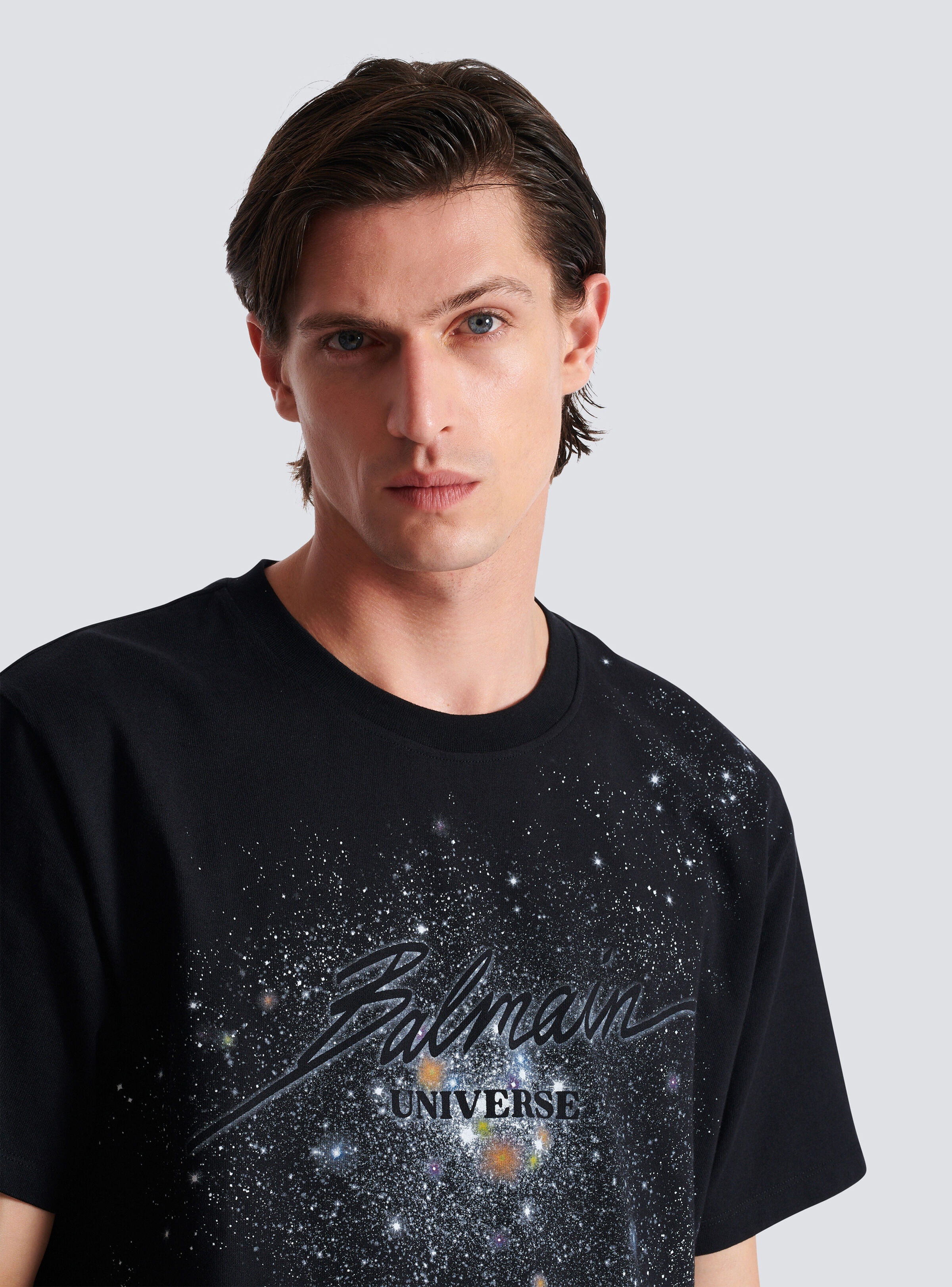 Printed Balmain Universe logo and stars T-shirt - 7