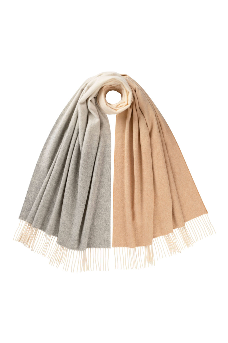 Ombré Silver & Camel Cashmere Stole 1
