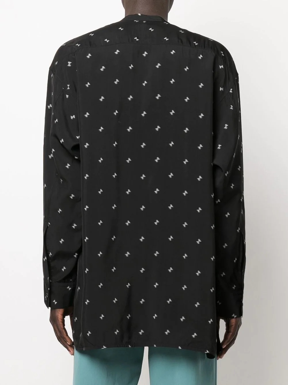 bow-motif band-collar shirt - 4