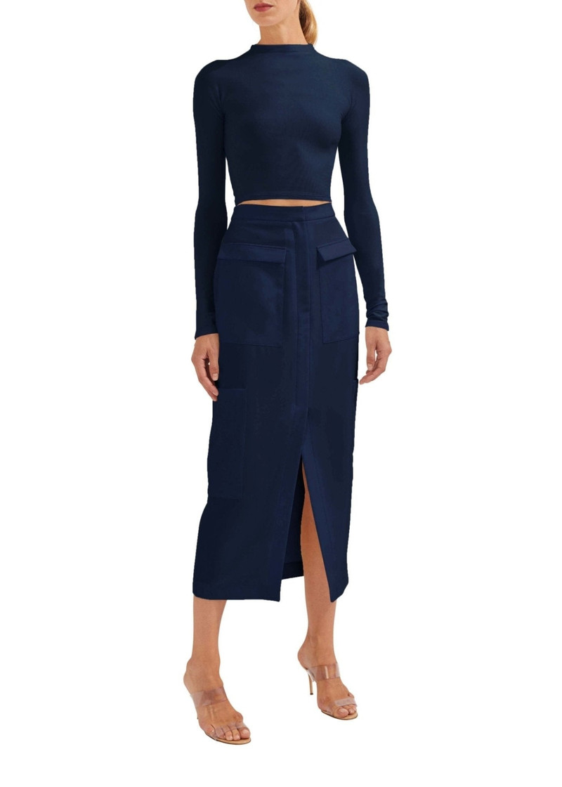 LAPOINTE Matte Crepe Cargo Skirt outlook