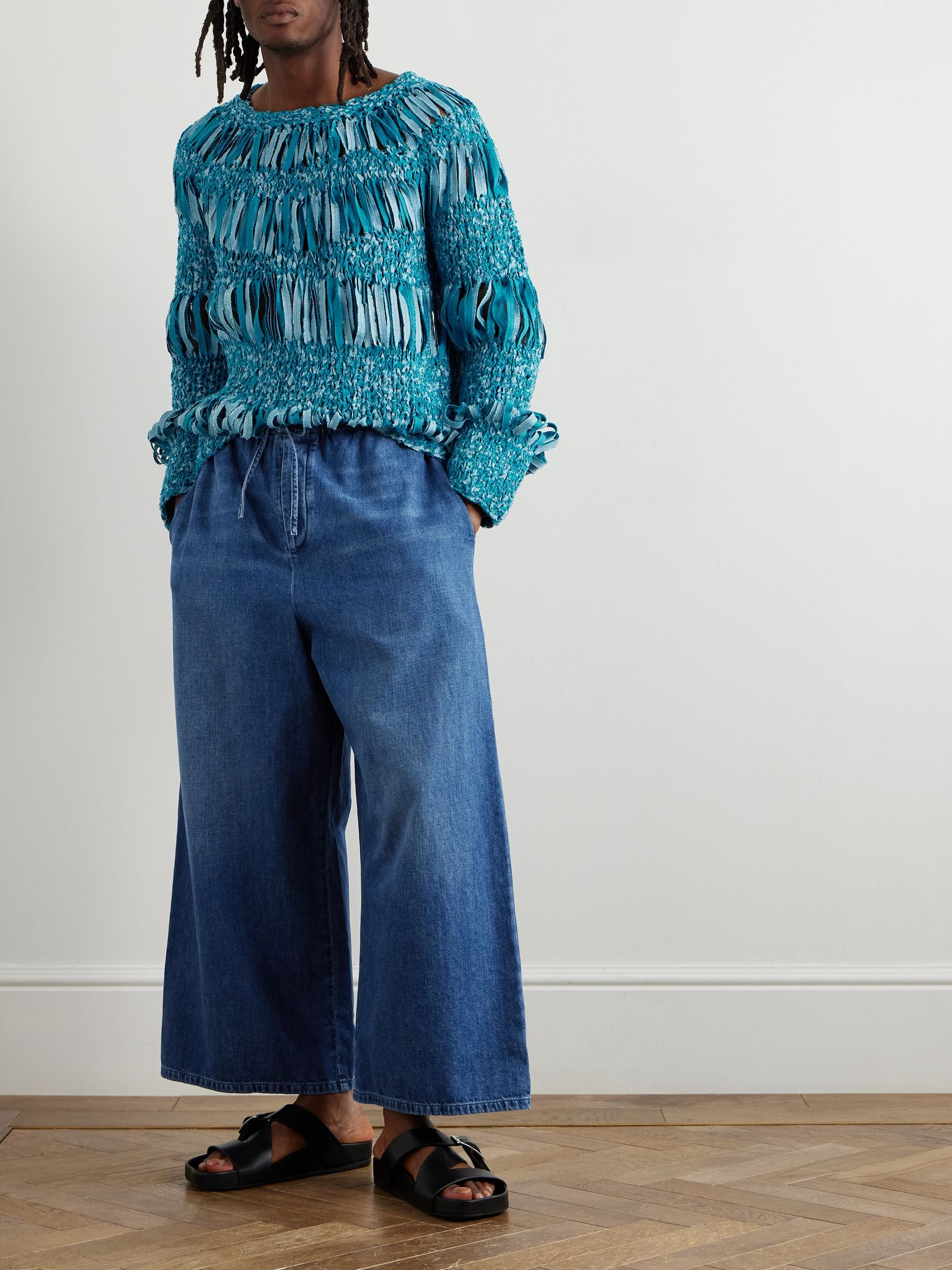 + Paula's Ibiza Wide-Leg Cropped Drawstring Jeans Light blue - 2