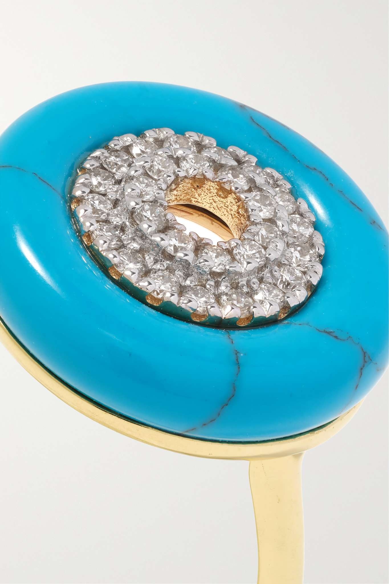 Donut 14-karat gold, turquoise and diamond ring - 4