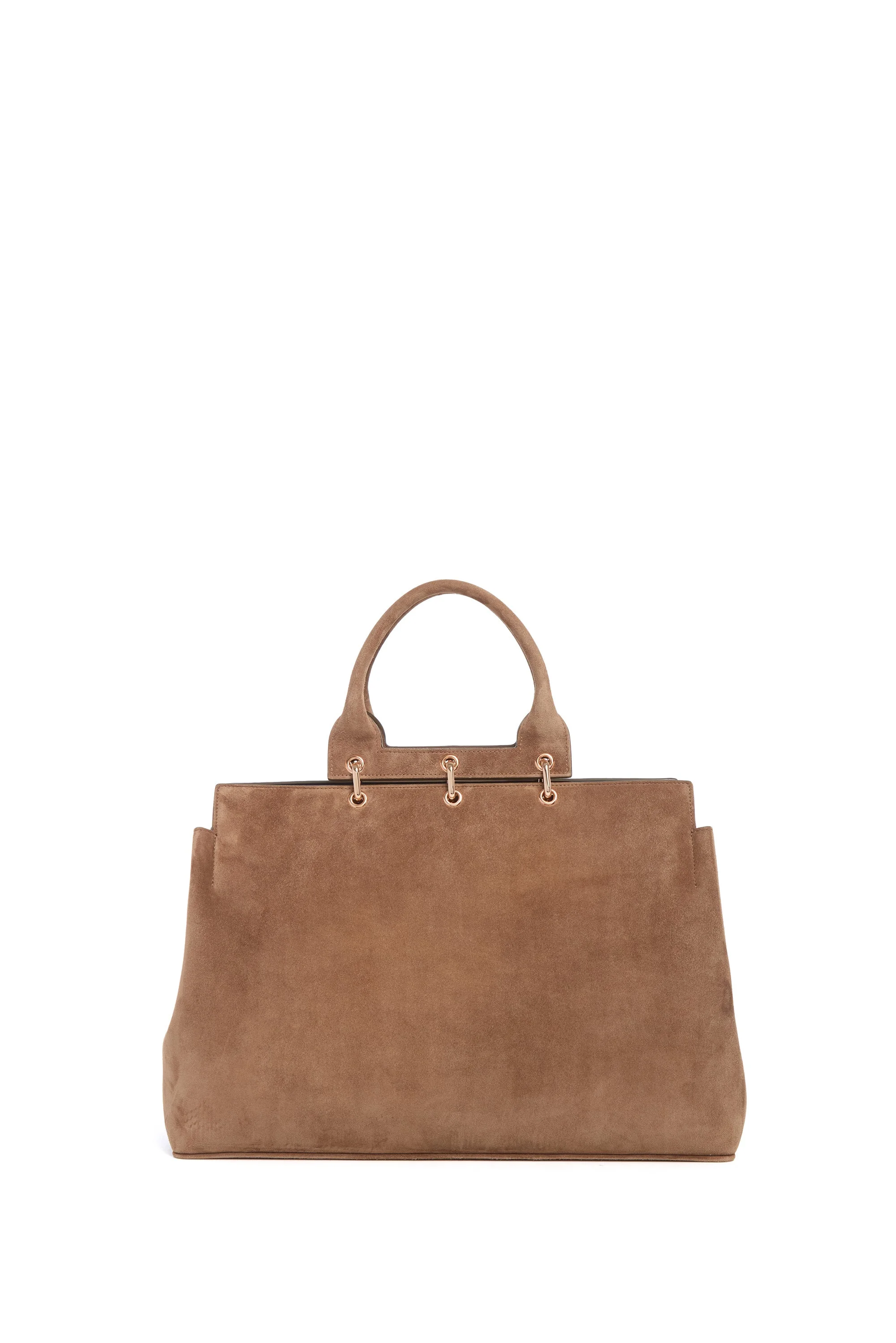 Large Amethyst Bag in Dark Sand Suede - 1