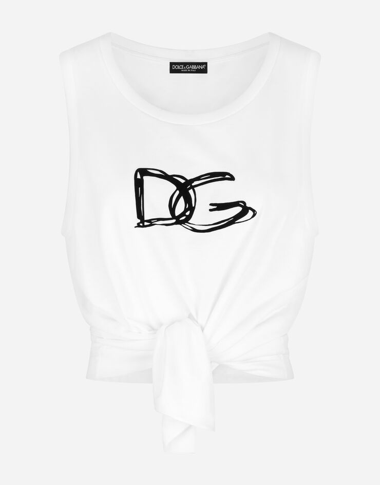 Jersey tank top with tie hem and DG lettering - 3