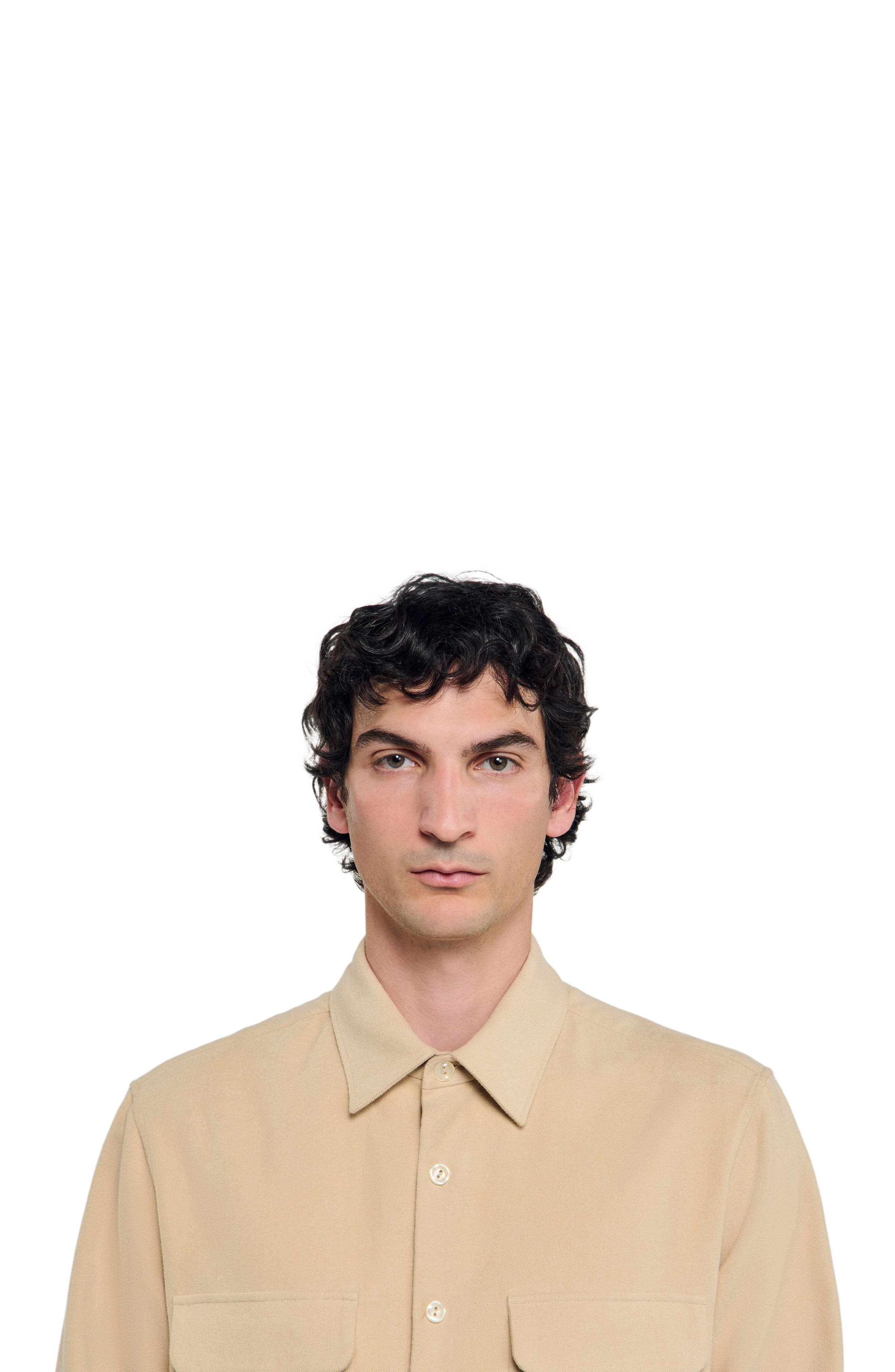 SANDRO Flap pocket flannel shirt in Beige at Nordstrom - 4