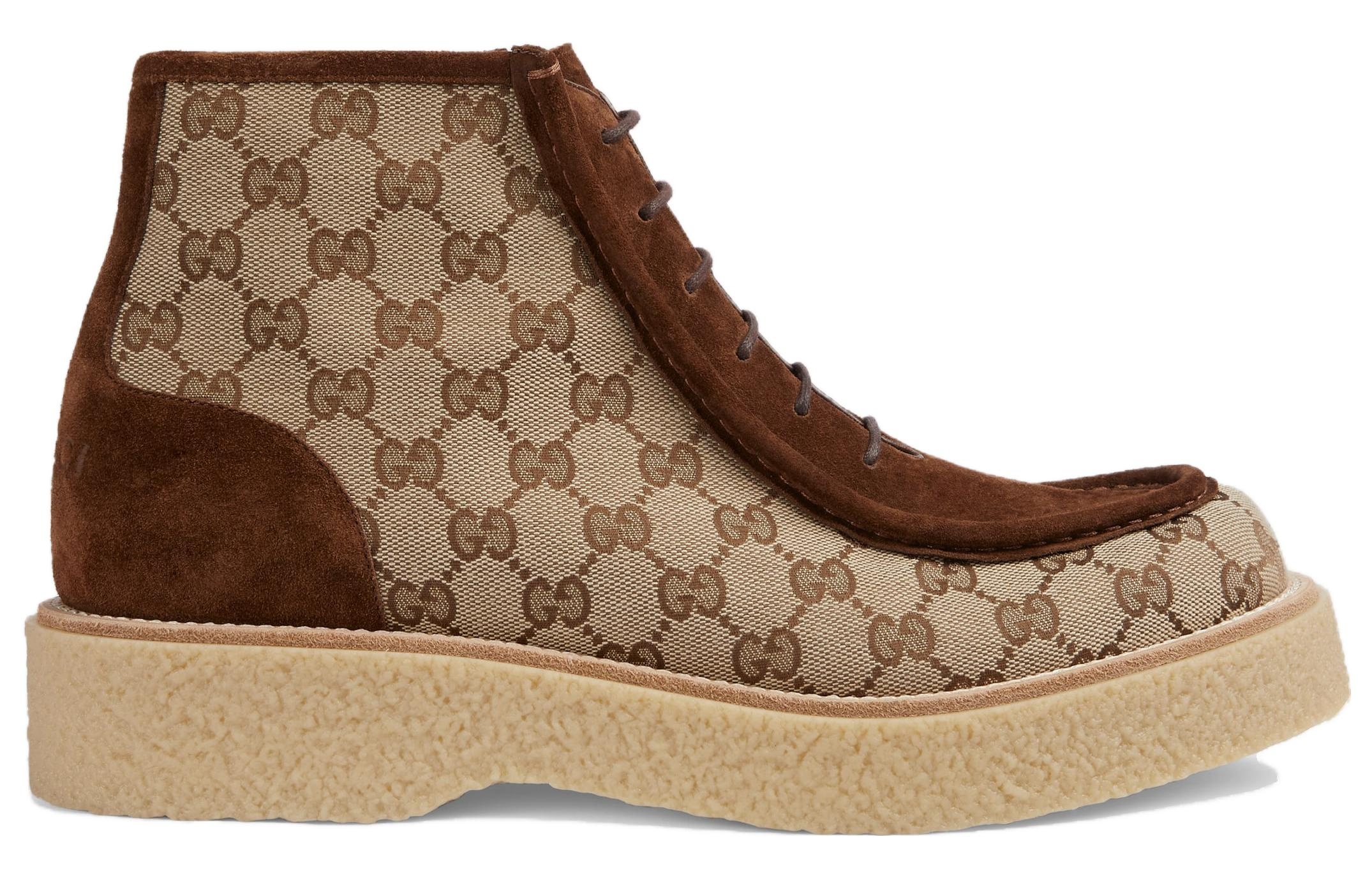 Gucci GG Canvas Suede Lace-up ankle boot 'Brown' 762197-FACJX-9742 - 3