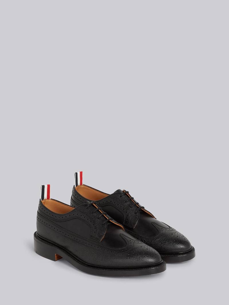Black Pebbled Calfskin Mix Longwing Brogue 3