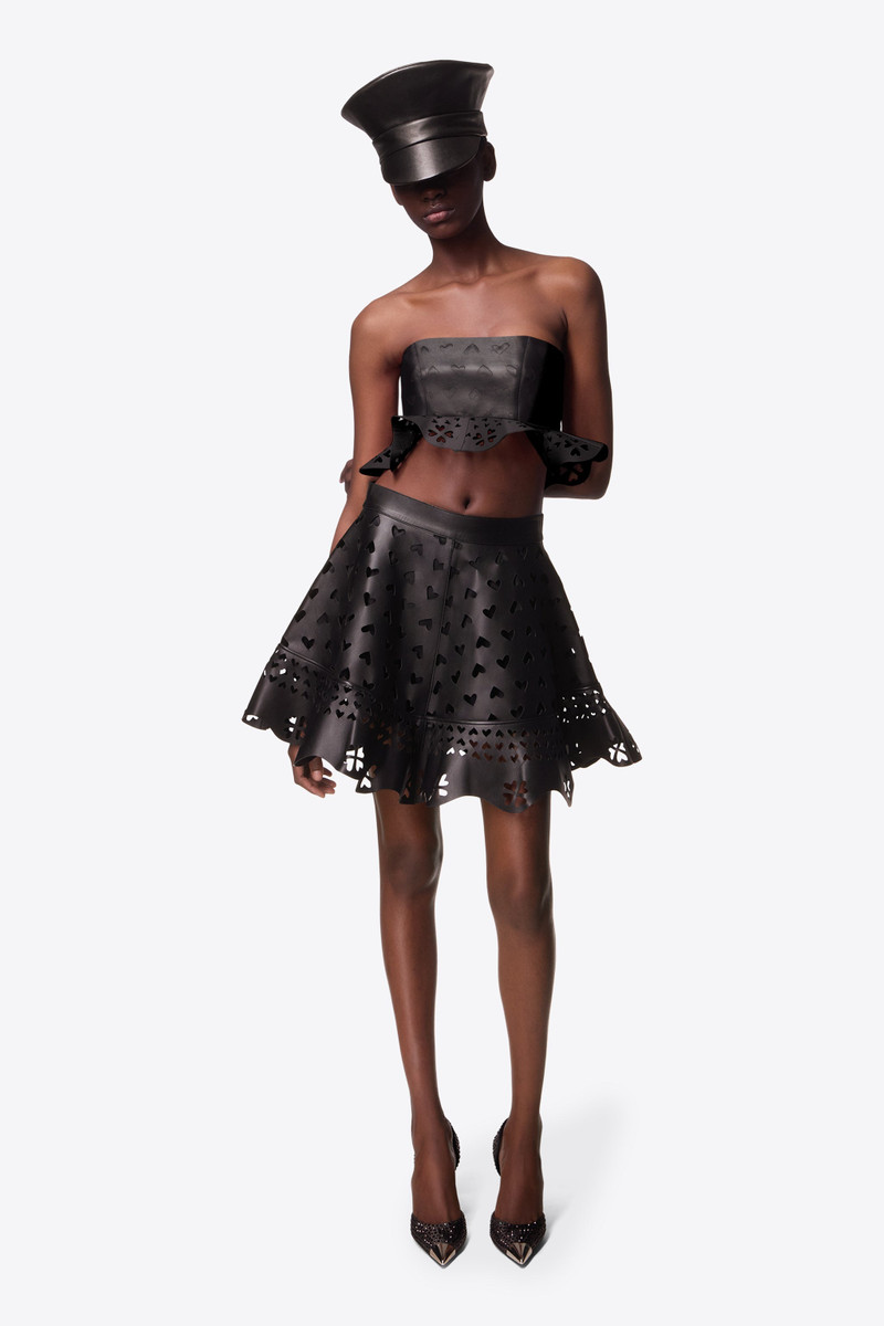 LASER-CUT LEATHER HEART MINI SKIRT 3
