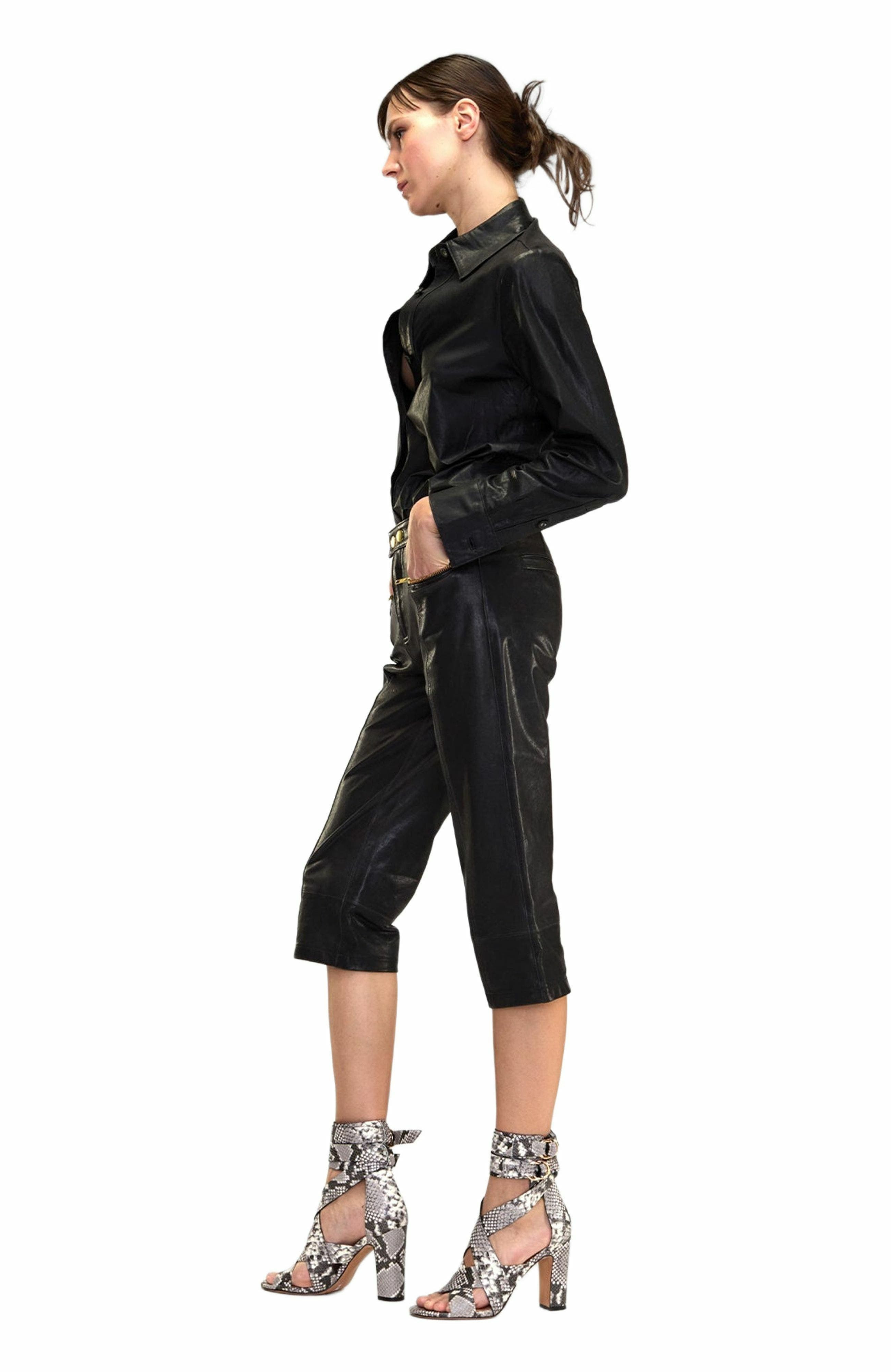 Cynthia Rowley LEATHER CAPRIS in Black at Nordstrom - 2
