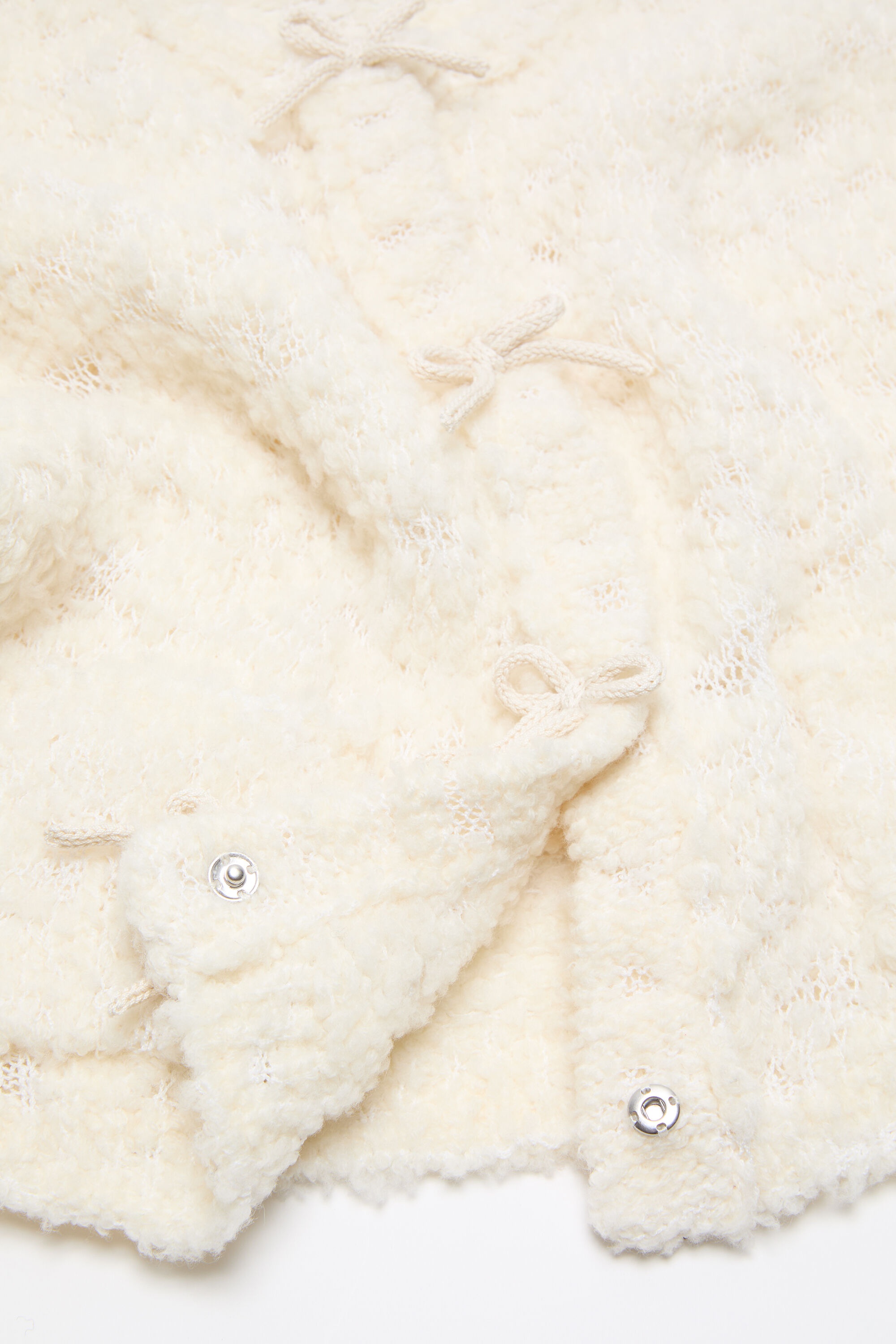 Bow wool cardigan - White - 3