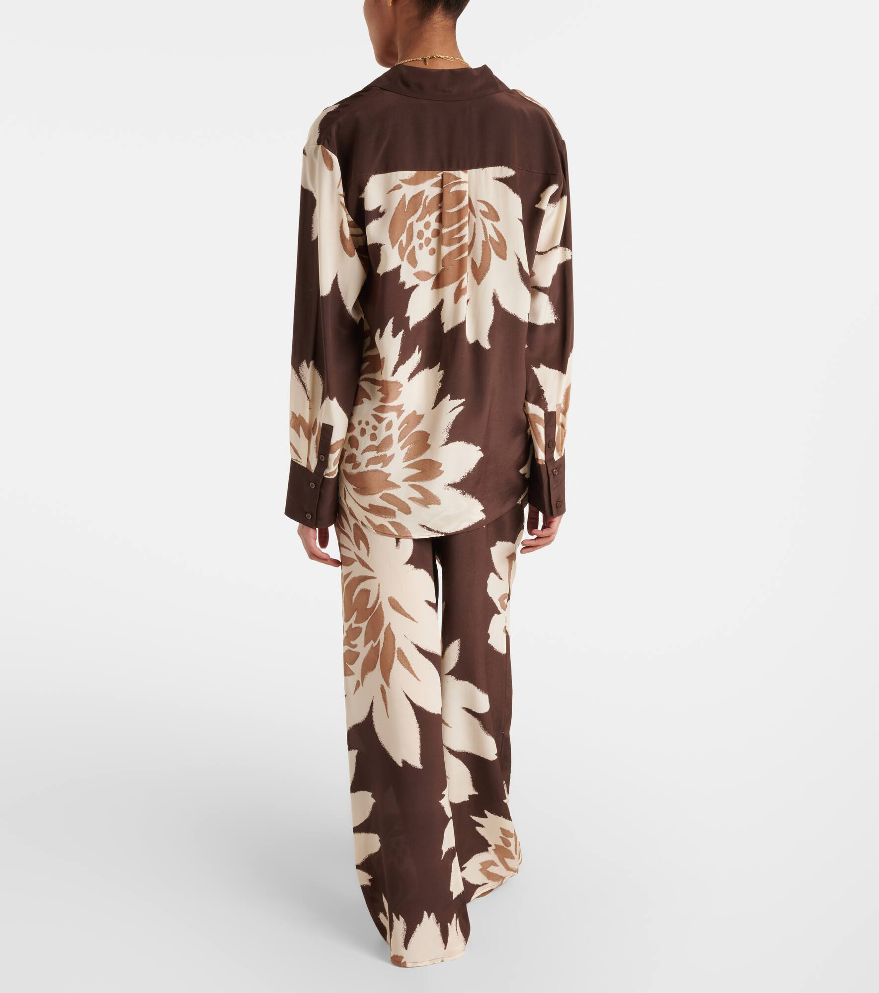 Floral silk satin shirt - 3