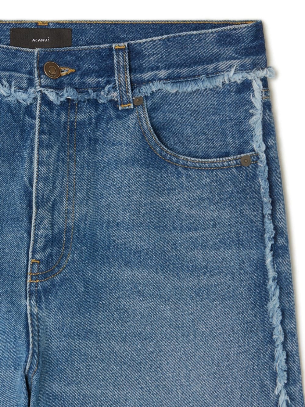 fringed straight jeans - 7
