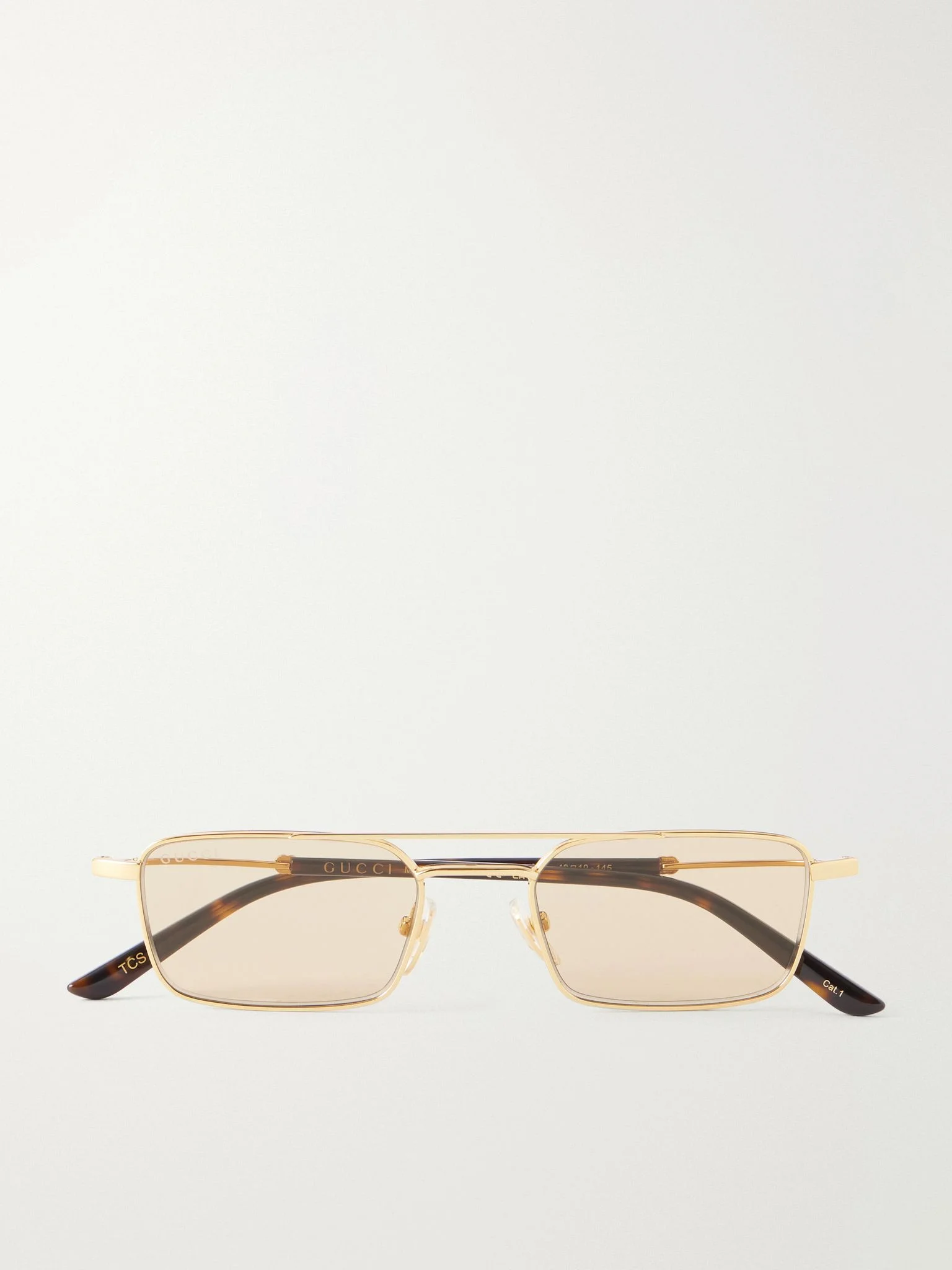 Interlocking G-detailed square-frame gold-tone and acetate sunglasses Brown - 1