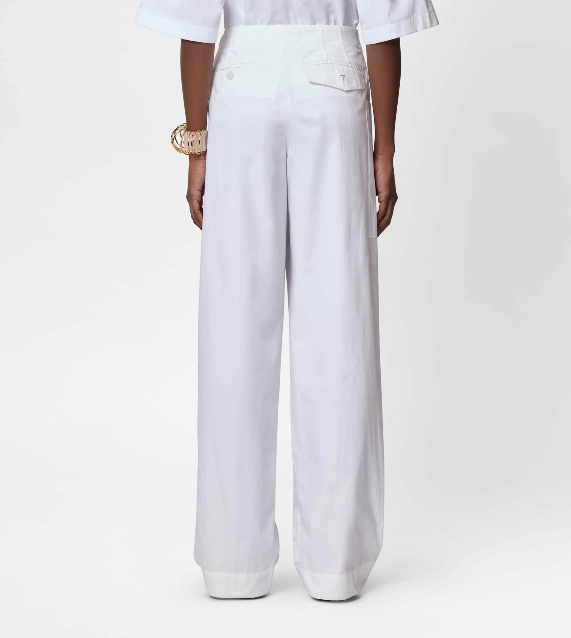 PANTS IN POPLIN WITH DRAWSTRING - WHITE - 4