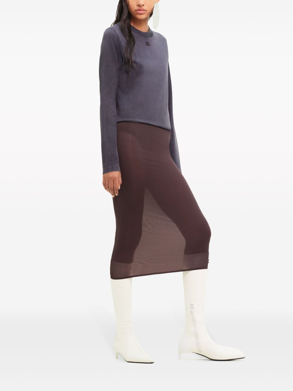 semi-sheer midi skirt - 3