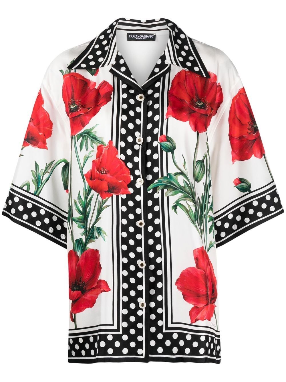 floral-print silk shirt - 1