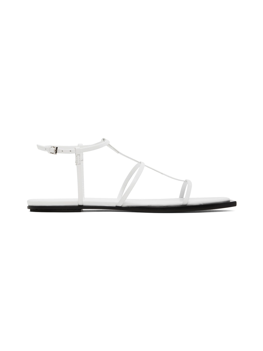 White T Bar Flat Sandals - 1
