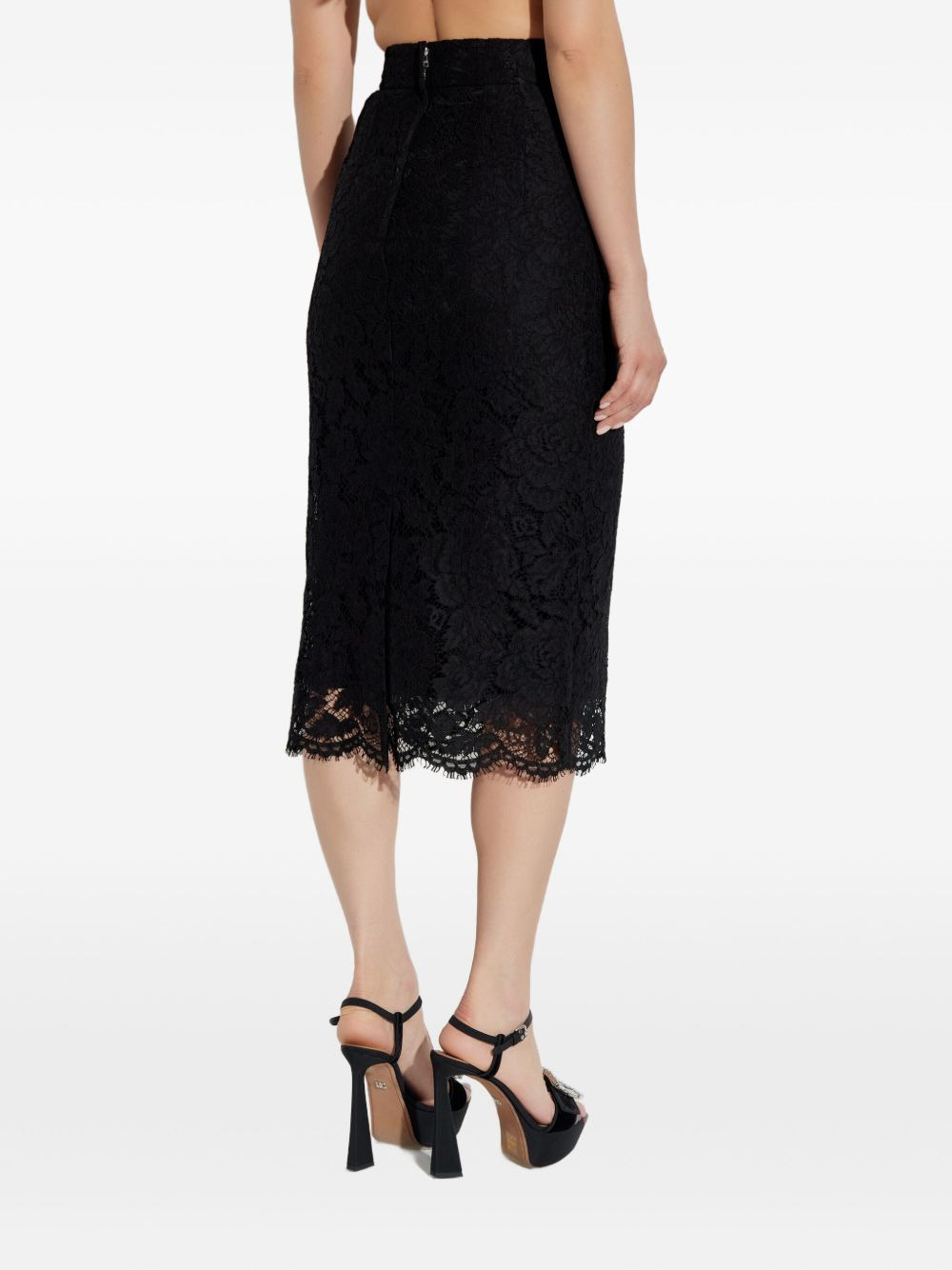 lace scalloped-hem midi skirt - 4