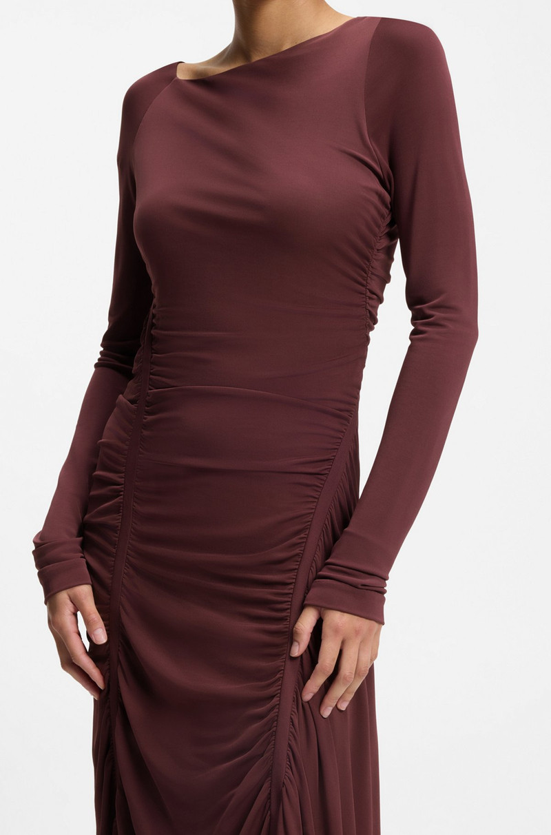 LONG-SLEEVED DRESS IN MATTE JERSEY WITH GATHERED DETAILS 6