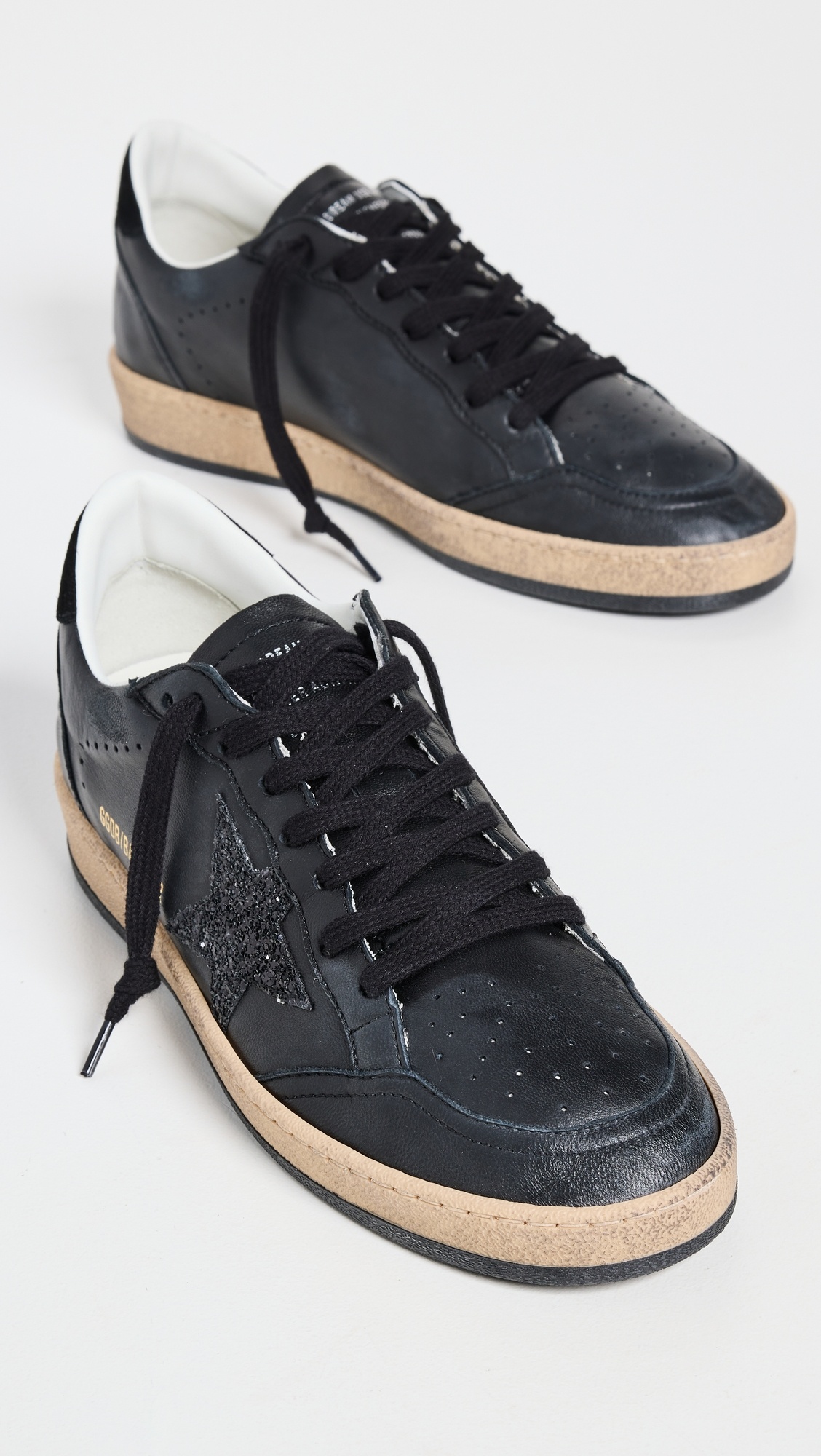 Ball Star Nappa Upper Glitter Star Suede Heel Sneakers - 4