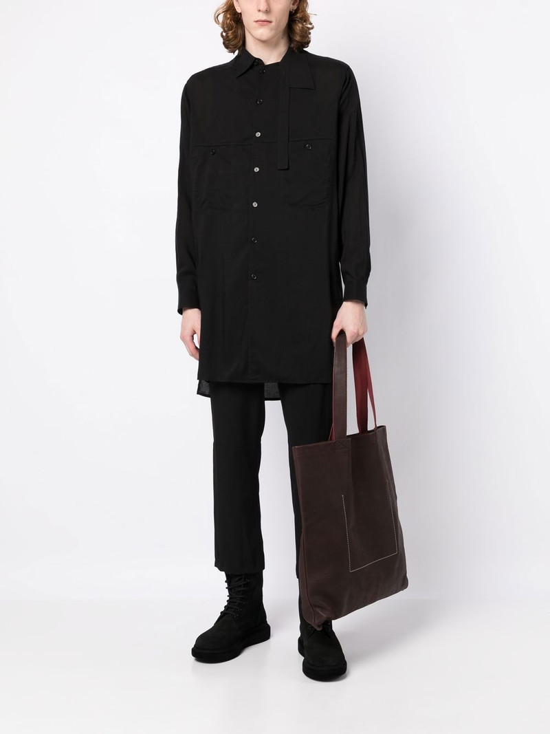 Yohji Yamamoto asymmetric-collar long-sleeve shirt outlook