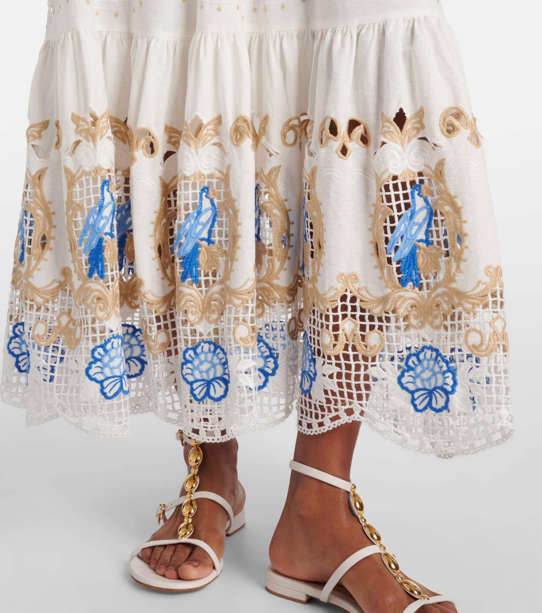 Embroidered linen-blend maxi dress - 5