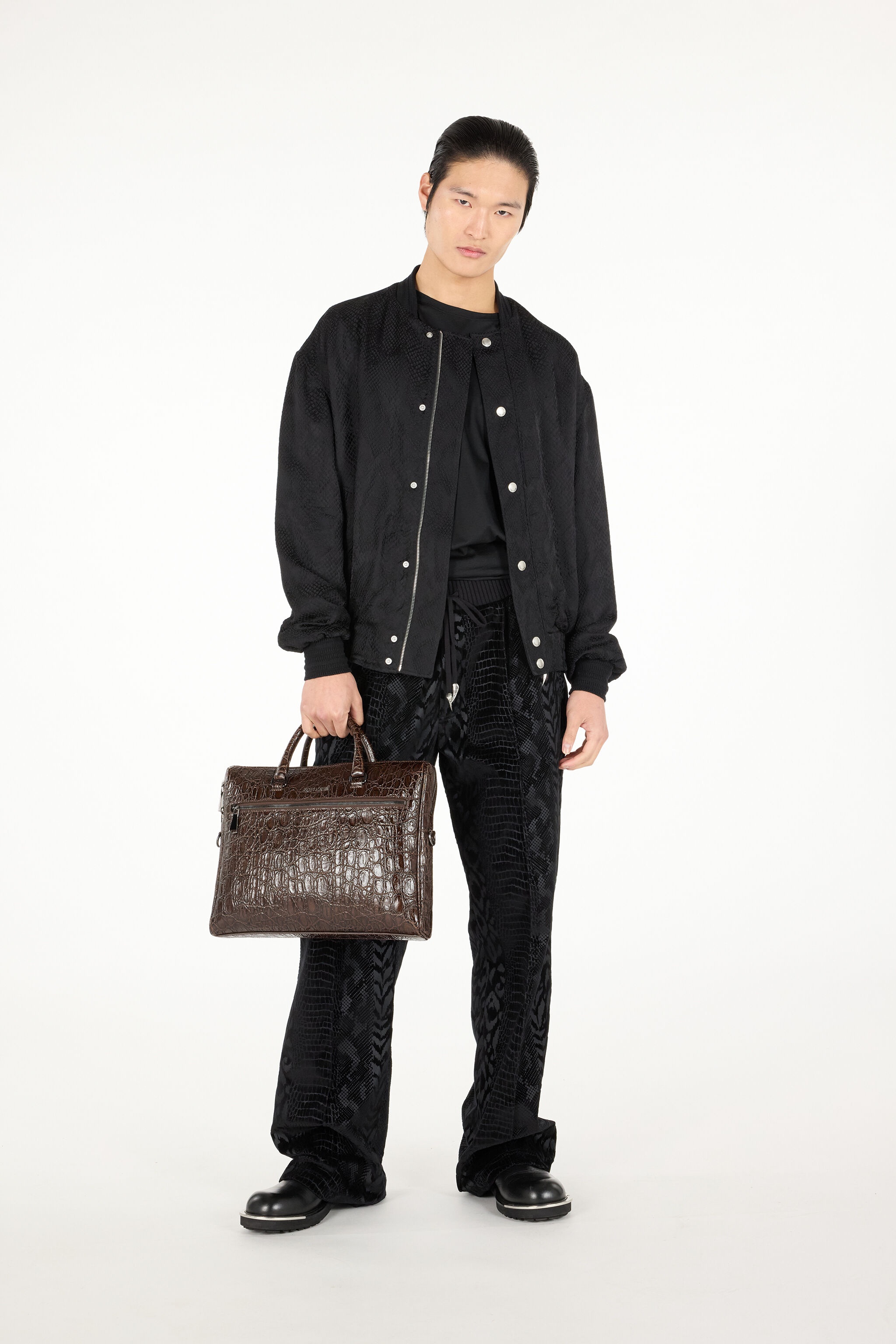 Crocodile-Print Document Bag - 2