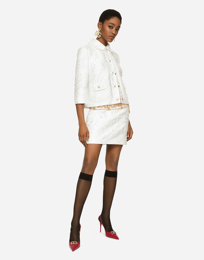 Dolce & Gabbana Short brocade skirt with DG logo outlook