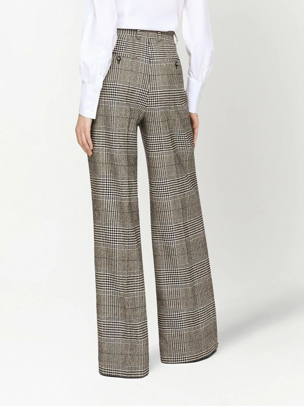 check-pattern virgin wool wide-leg trousers - 4