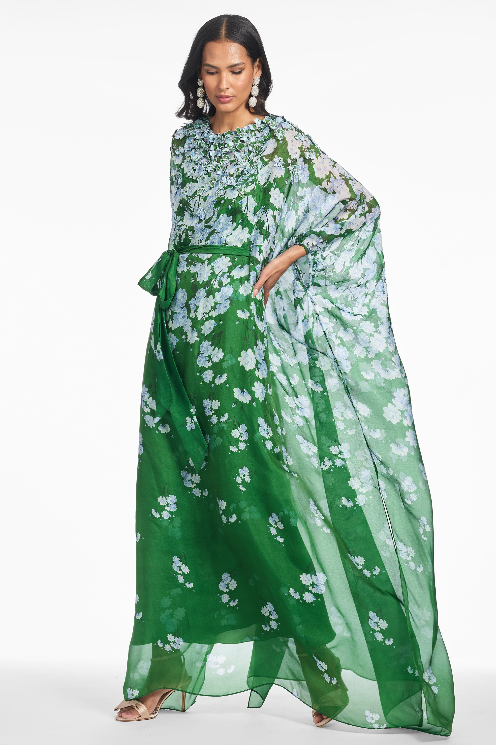 GILDA GOWN - KELLY GREEN DEGRADE FLORALS - 3