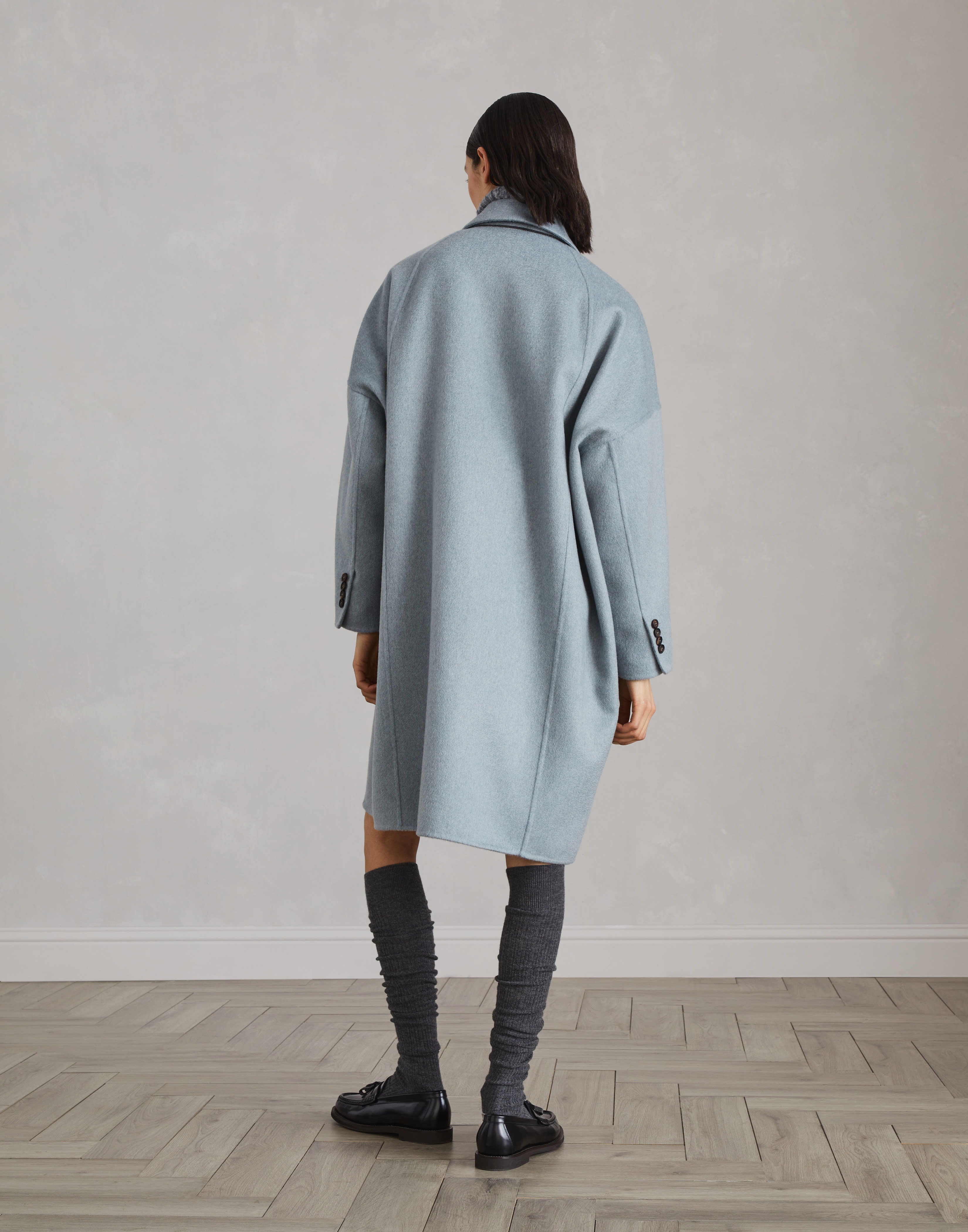 Hand-crafted coat in cashmere double beaver cloth with monili - 2
