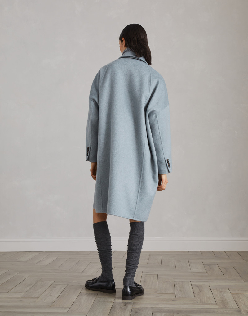 Brunello Cucinelli Hand-crafted coat in cashmere double beaver cloth with monili outlook