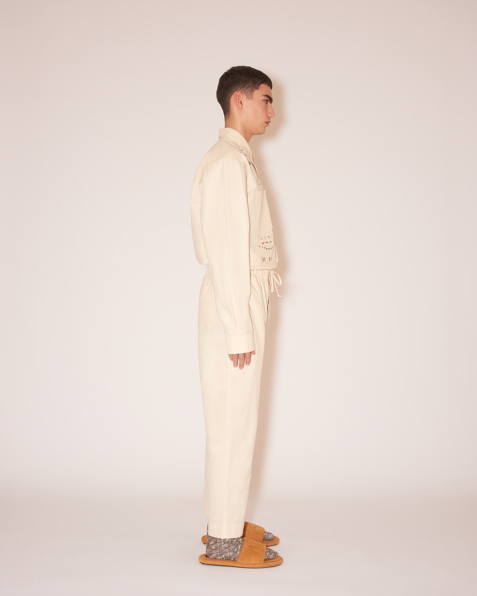 JARI - Laser-cut shirt - Creme - 4