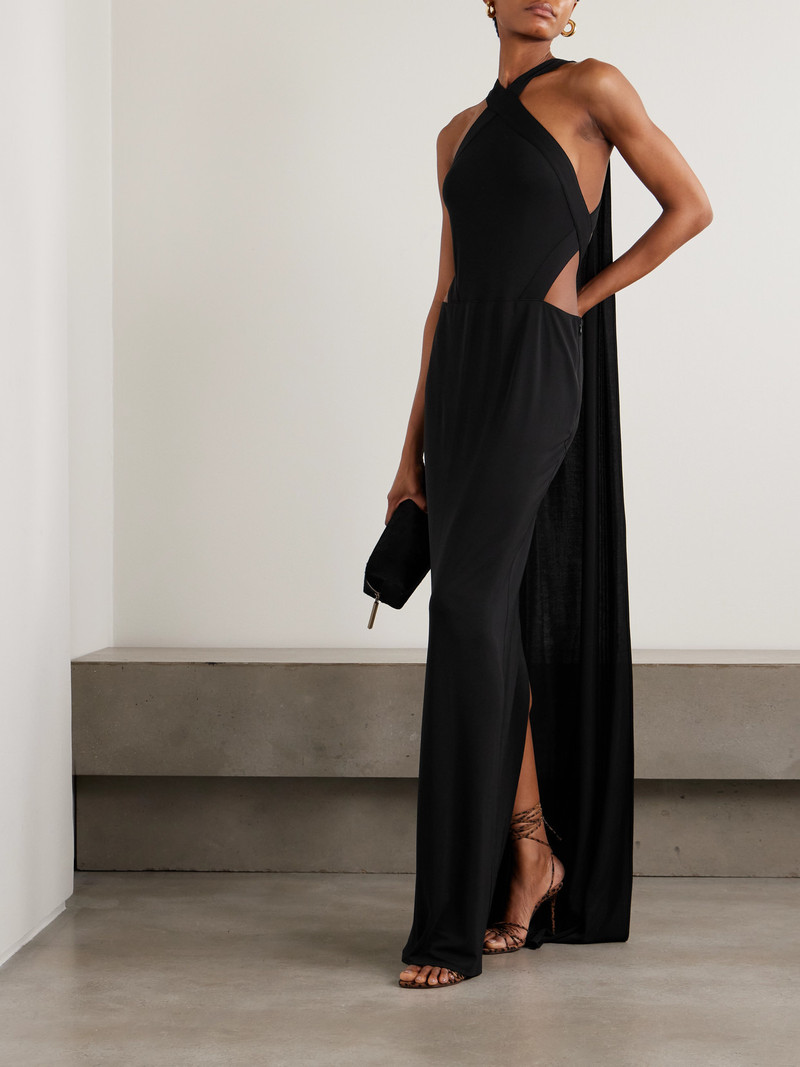THE NEW ARRIVALS ILKYAZ OZEL Yoko Cutout Crepe Halterneck Gown outlook