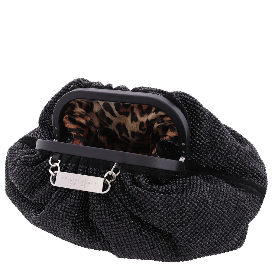 Philipp Plein Crystal Embroidered Mini Pillow Clutch Bag - 5