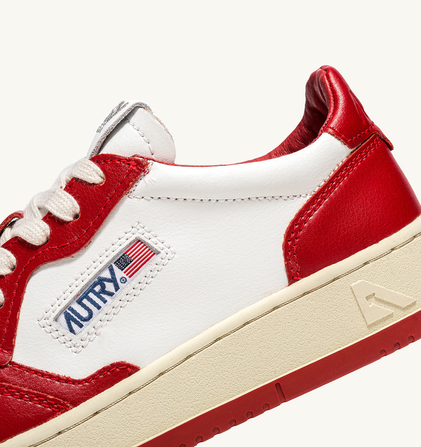 MEDALIST LOW BICOLOR SNEAKERS IN WHITE AND RED LEATHER - 6