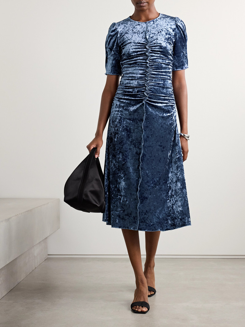 Sea Cailyn Ruched Crushed-velvet Midi Dress outlook