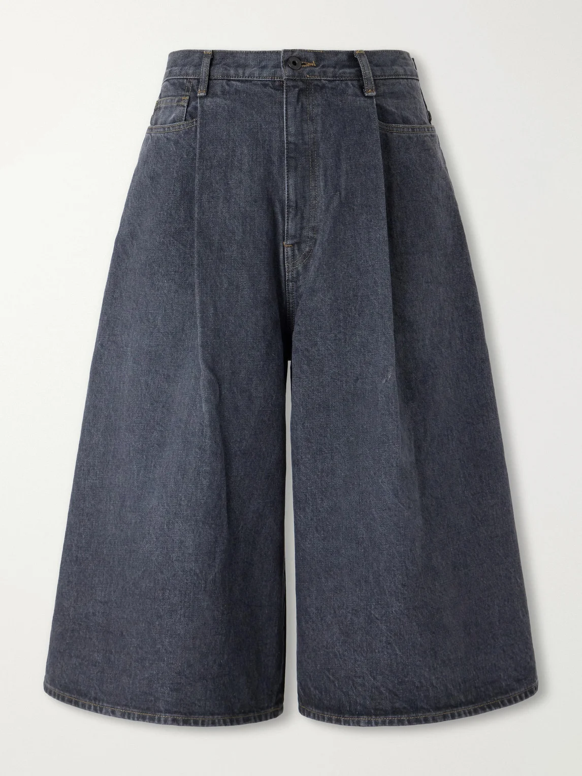 Wide-Leg Denim Shorts - 1
