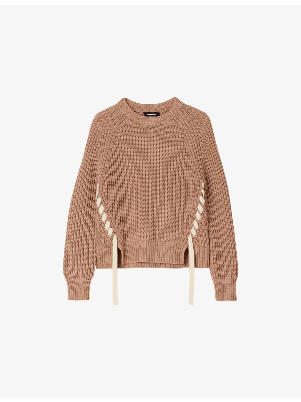 Lace-Up Ribbed Knitted Jumper - 1