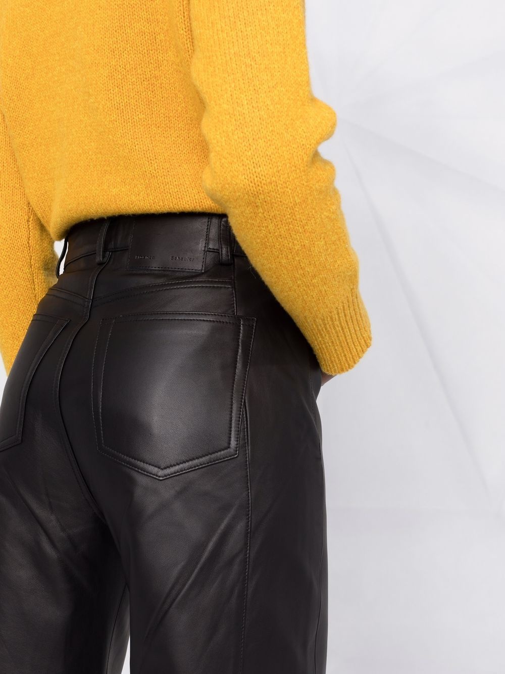 wide-leg leather trousers - 3