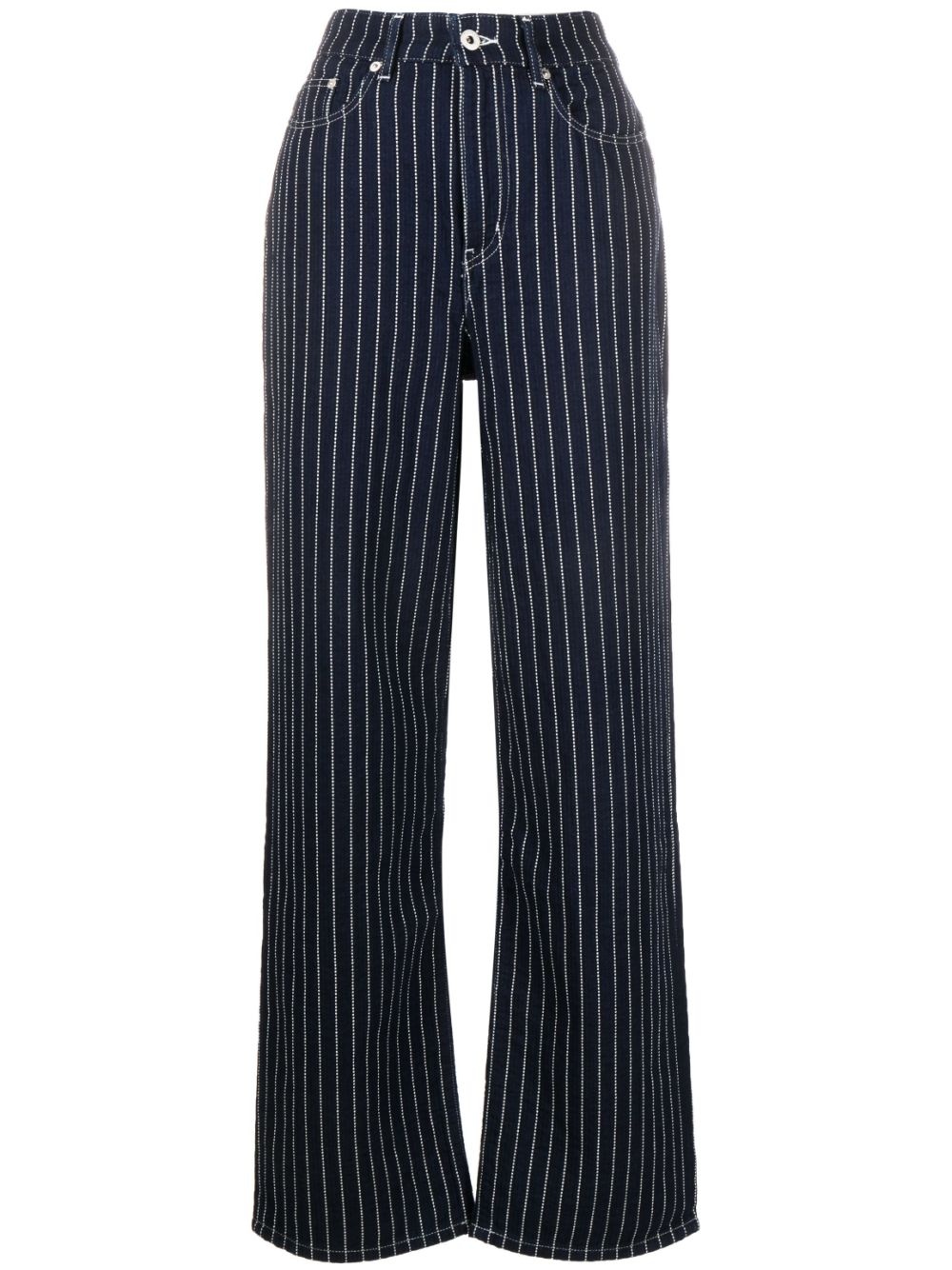 stripe-print straight-leg trousers - 1