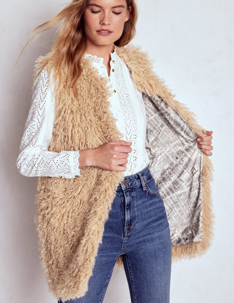 Faux Fur Long Gilet-Sand Dune, Fur 5